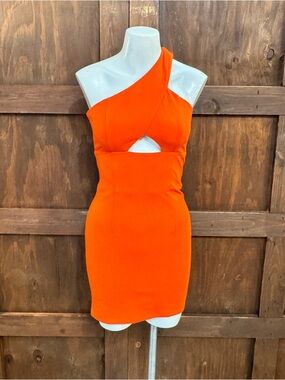 NBD One-Shoulder Orange Cutout Mini Dress